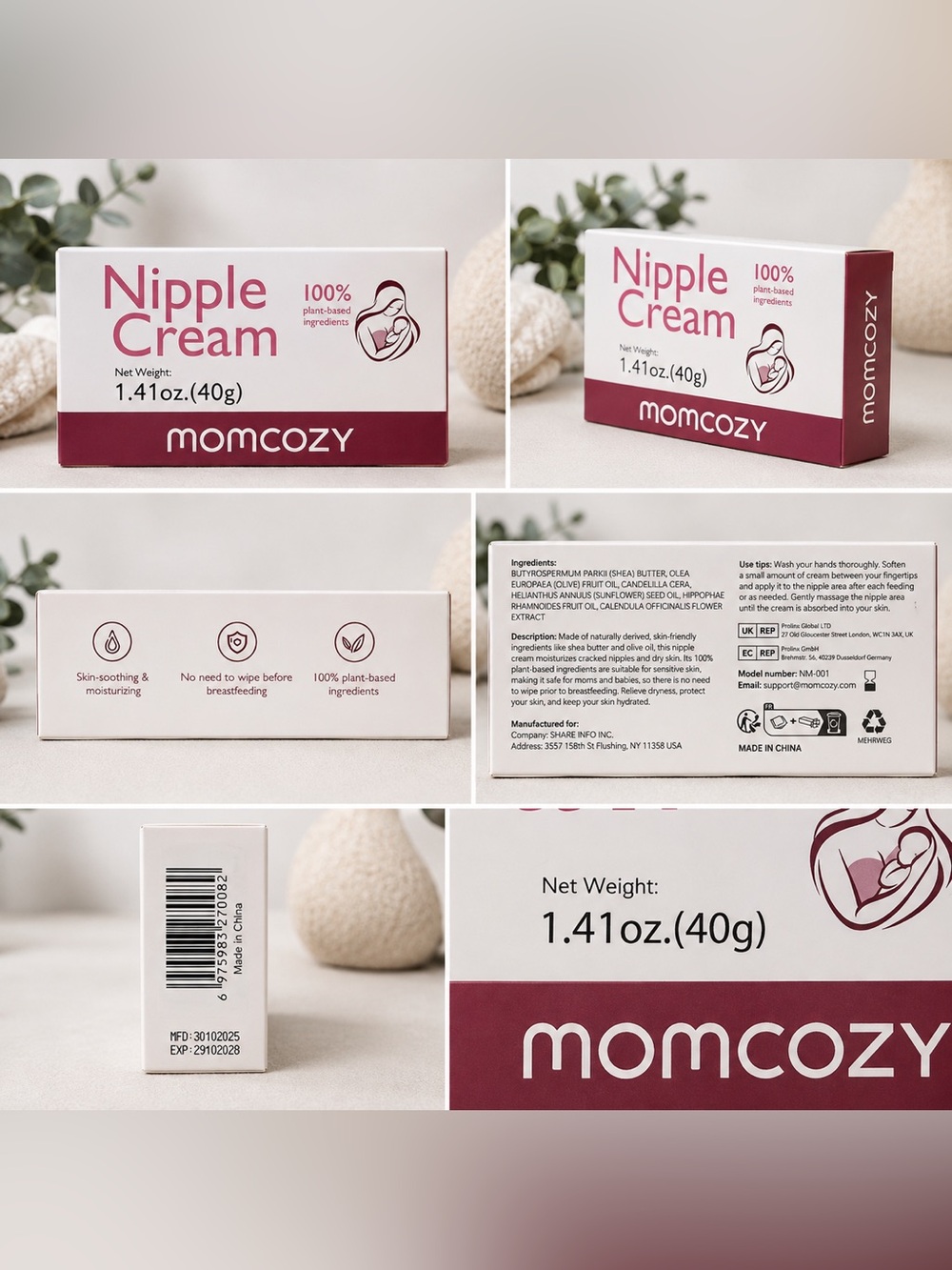 Momcozy Nipple Cream - Pink & Maroon Soothing Balm for Women